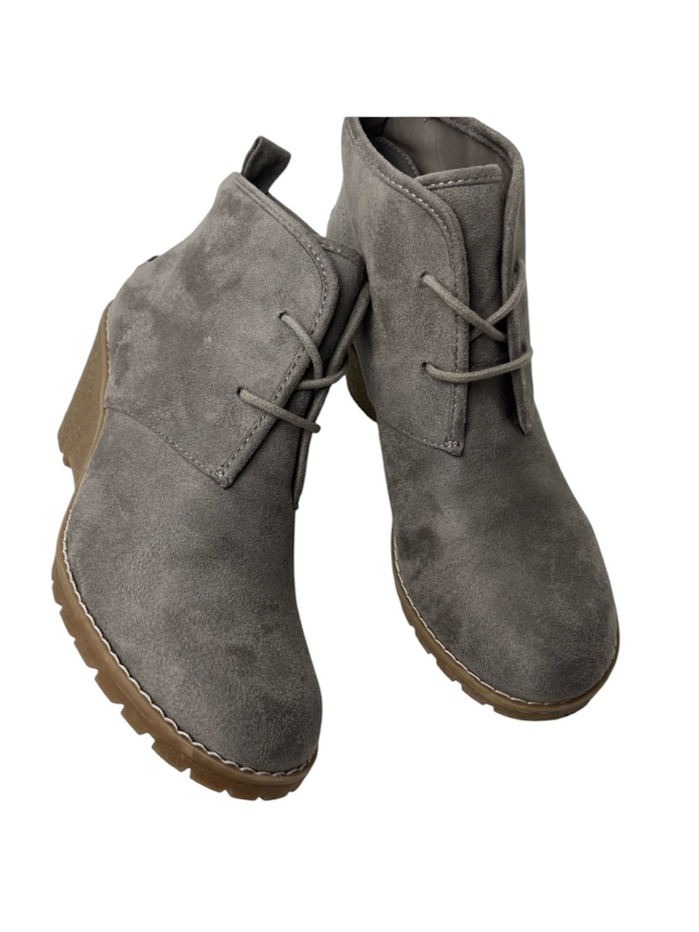 GH Bass & Co. Women's Cali Faux Suede Grey Chukka Ankle Wedge Heel Booties